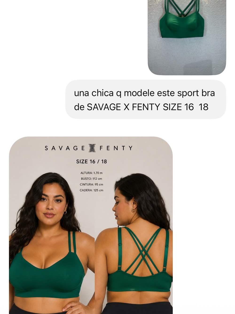 Savage X Fenty Forest Green Strappy Double-Back Sports Bra